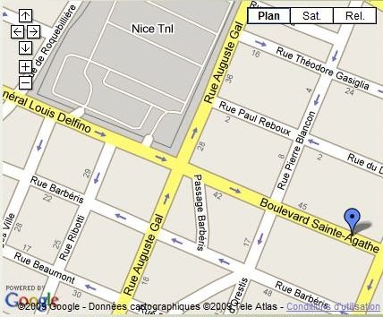 plan d'acc�s Google au 51 bd Delfino. 06300 Nice